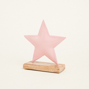 Beauty Home ΜΕΤΑΛΛΙΚΟ ΑΣΤΕΡΙ ΜΕ ΒΑΣΗ 15 x 16 CM ΡΟΖ