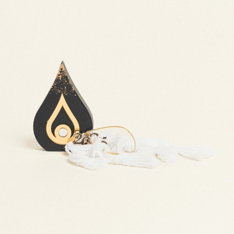 Beauty Home ΕΠΙΤΡΑΠΕΖΙΟ ΚΕΡΑΜΙΚΟ ΔΑΚΡΥ ΜΕ PLEXI GLASS MATI ΧΡΥΣΟ ΜΑΥΡΟ