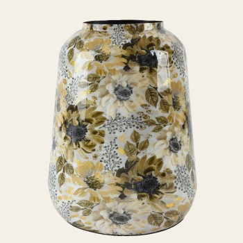 Beauty Home ΜΕΤΑΛΛΙΚΟ ΒΑΖΟ ΜΕ ΛΟΥΛΟΥΔΙΑ 21 x 21 x 24 CM