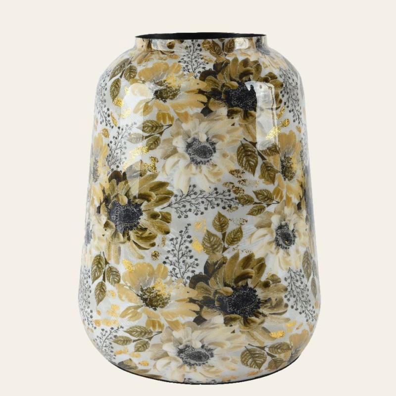 Beauty Home ΜΕΤΑΛΛΙΚΟ ΒΑΖΟ ΜΕ ΛΟΥΛΟΥΔΙΑ 21 x 21 x 24 CM