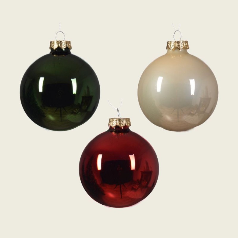 Beauty Home ΓΥΑΛΙΝΕΣ ΜΠΑΛΕΣ 3 ΧΡΩΜΑΤΑ 8 cm ΣΕΤ 16 ΤΜΧ