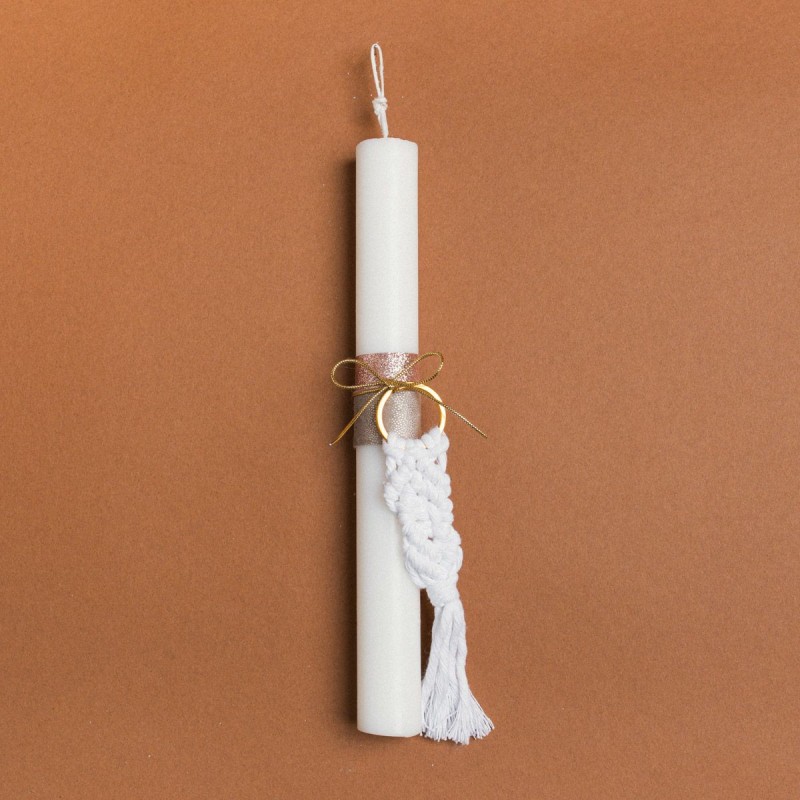 Beauty Home ΛΑΜΠΑΔΑ 25cm ΜΑΚΡΑΜΕ ΜΠΡΕΛΟΚ ΛΕΥΚΟ ΜΕ ΦΙΟΓΚΟ ΣΕ ΣΥΣΚΕΥΑΣΙΑ ΔΩΡΟΥ