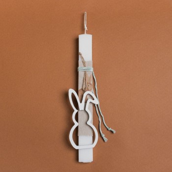 Beauty Home ΛΑΜΠΑΔΑ 33cm ΞΥΛΙΝΟ ΠΕΡΙΓΡΑΜΜΑ ΛΑΓΟΣ ΛΕΥΚΟΣ ΣΕ ΣΥΣΚΕΥΑΣΙΑ ΔΩΡΟΥ