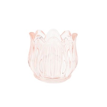 Beauty Home Γυάλινο Κηροπήγιο Λουλούδι Ροζ 7 x 6,7 CM