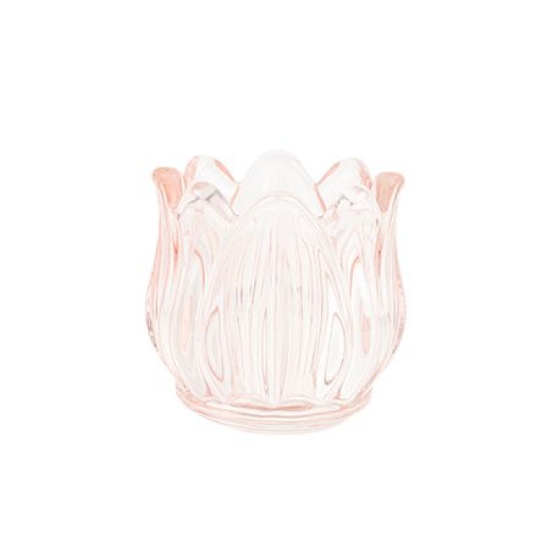 Beauty Home Γυάλινο Κηροπήγιο Λουλούδι Ροζ 7 x 6,7 CM
