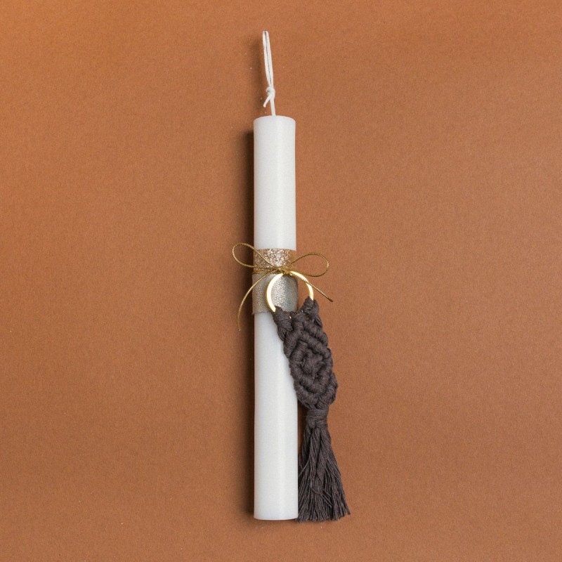 Beauty Home ΛΑΜΠΑΔΑ 25cm ΜΑΚΡΑΜΕ ΜΠΡΕΛΟΚ ΓΚΡΙ ΜΕ ΦΙΟΓΚΟ ΣΕ ΣΥΣΚΕΥΑΣΙΑ ΔΩΡΟΥ