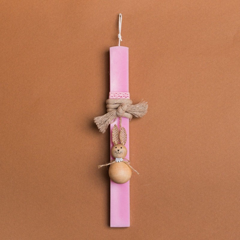 Beauty Home ΛΑΜΠΑΔΑ ΡΟΖ 33cm ΞΥΛΙΝΟΣ ΛΑΓΟΣ ΜΠΑΛΑ ΣΕ ΣΥΣΚΕΥΑΣΙΑ ΔΩΡΟΥ