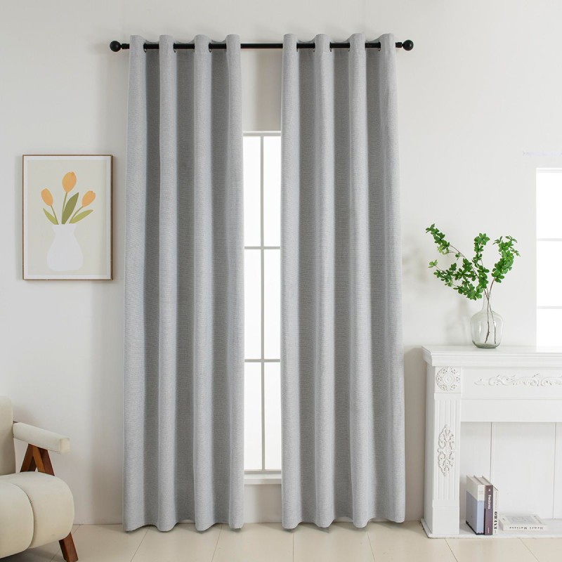 Beauty Home Κουρτίνα Full Blackout σκίασης με 8 κρίκους Elite Art 8392 Silver-Νο4 140x270 Γκρι