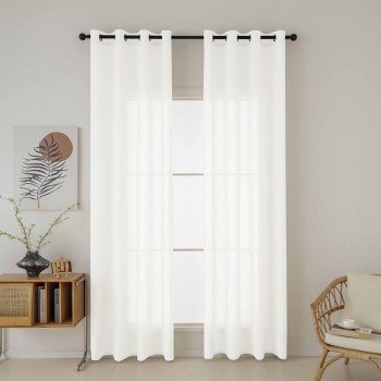 Beauty Home Κουρτίνα γάζα μονόχρωμη με 8 μεταλλικούς κρίκους Fit Art 8447 140x270 Εκρού