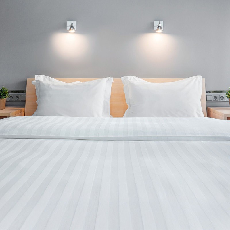 Beauty Home Σεντόνι King Size ξενοδοχείου Silky Percal Pennie Art Ε1024 250TC Satin Stripe 100% Cotton Λευκό 280x275