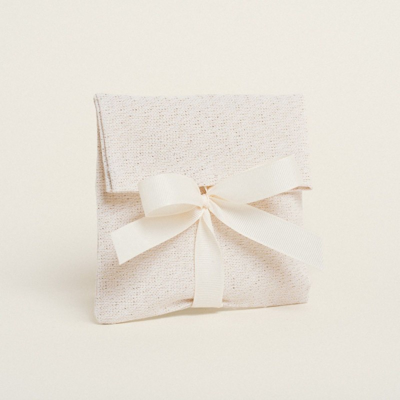 Beauty Home ΠΟΥΓΚΙ ΜΕ ΚΟΡΔΕΛΑ 12 x 17 cm ΕΚΡΟΥ ΧΡΥΣΟ LUREX