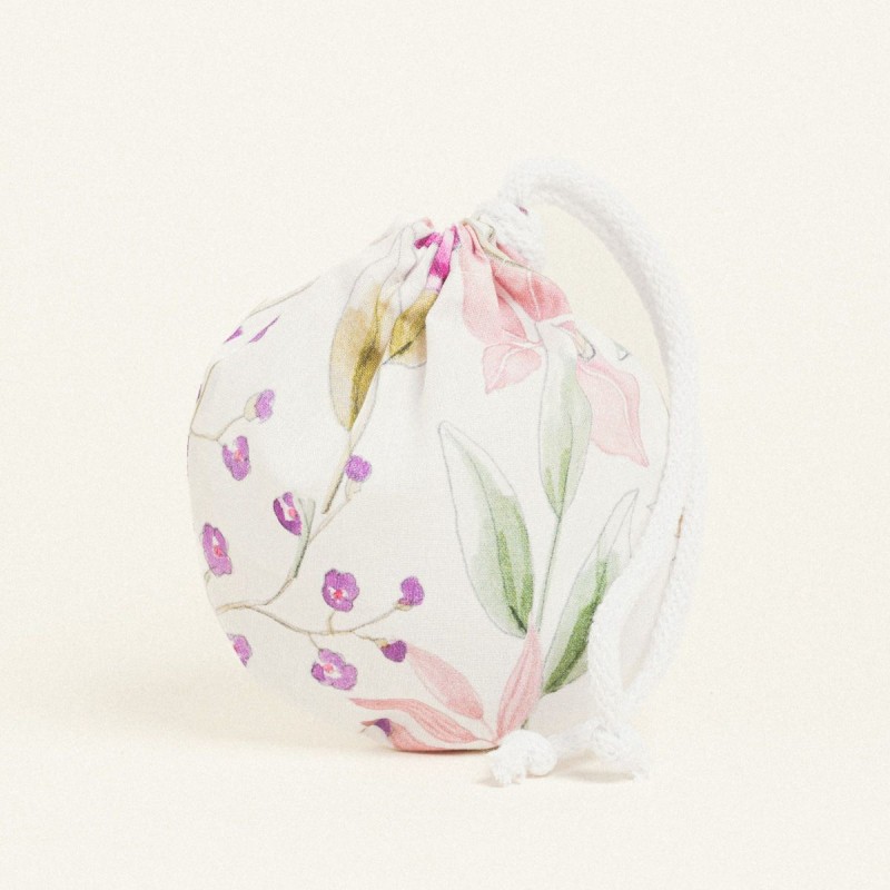 Beauty Home ΠΟΥΓΚΙ ΟΒΑΛ ΜΕ ΚΟΡΔΟΝΙ 13 x 14 cm ΠΟΠΛΙΝΑ ΑΝΘΗ ΣΕ ΛΙΛΑ ΑΠΟΧΡΩΣΕΙΣ