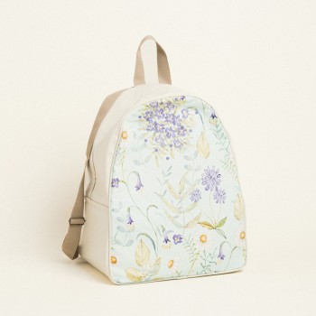 Beauty Home BACKPACK 43x35x23cm ΠΟΠΛΙΝΑ ΑΝΘΗ ΣΕ ΒΕΡΑΜΑΝ ΦΟΝΤΟ