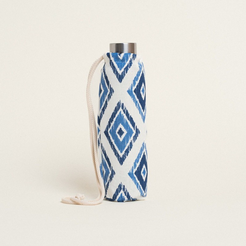 Beauty Home ΘΗΚΗ ΓΙΑ ΜΠΟΥΚΑΛΙ ΜΕ ΚΟΡΔΟΝΙ 22 x 12 cm ΜΠΛΕ ΡΟΜΒΟΙ