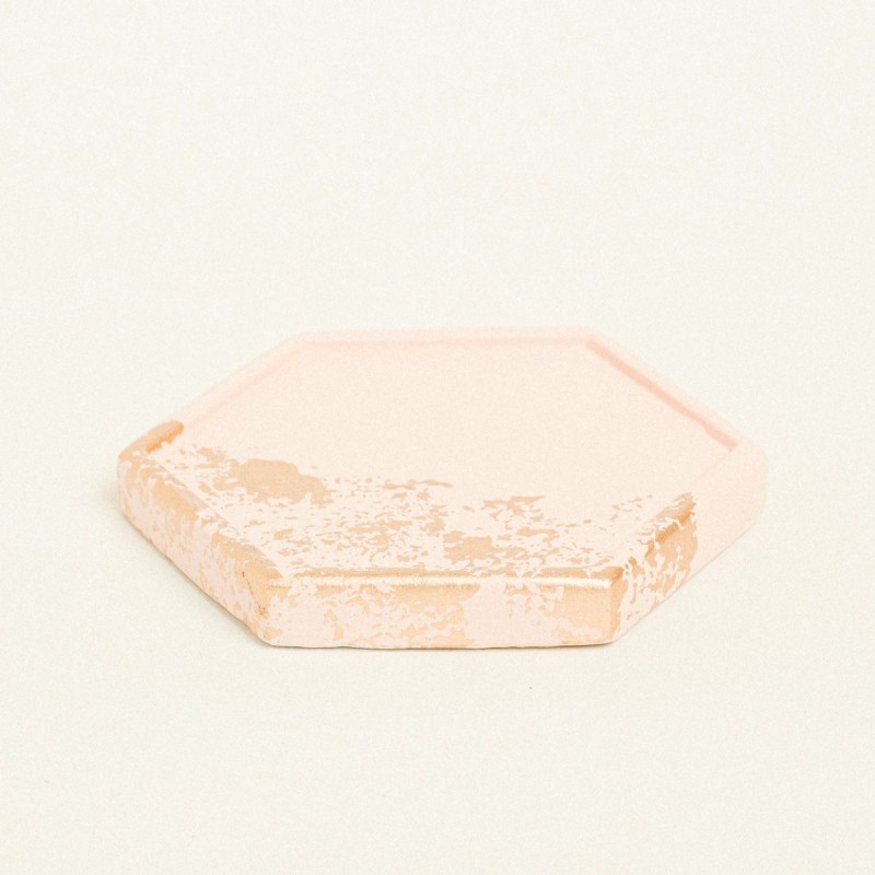 Beauty Home ΚΕΡΑΜΙΚΟ ΠΟΛΥΓΩΝΟ ΣΟΥΒΕΡ ΜΕ ΧΡΥΣΕΣ ΛΕΠΤΟΜΕΡΕΙΕΣ 9 x 10 X 1,2 cm ΣΟΜΟΝ / ΧΡΥΣΟ