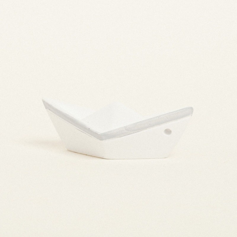 Beauty Home ΚΕΡΑΜΙΚΟ ΚΑΡΑΒΑΚΙ 7,5 x 3,5 x 3 cm ΛΕΥΚΟ / ΓΚΡΙ