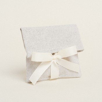 Beauty Home ΠΟΥΓΚΙ ΜΕ ΚΟΡΔΕΛΑ 12 x 17 cm ΓΚΡΙ ΑΣΗΜΙ LUREX