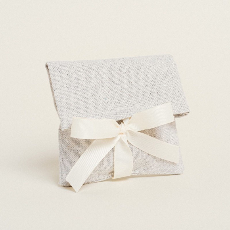 Beauty Home ΠΟΥΓΚΙ ΜΕ ΚΟΡΔΕΛΑ 12 x 17 cm ΓΚΡΙ ΑΣΗΜΙ LUREX