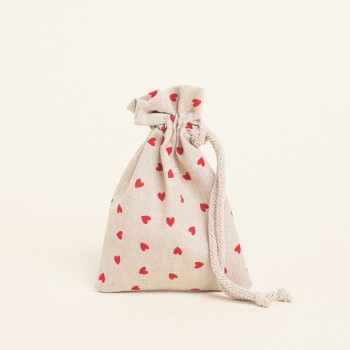 Beauty Home ΠΟΥΓΚΙ ΜΕ ΚΟΡΔΟΝΙ 12 x 17 cm ΜΙΚΡΕΣ ΚΟΚΚΙΝΕΣ ΚΑΡΔΙΕΣ