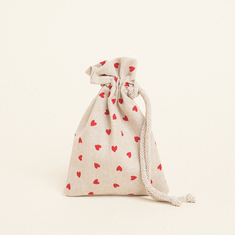 Beauty Home ΠΟΥΓΚΙ ΜΕ ΚΟΡΔΟΝΙ 12 x 17 cm ΜΙΚΡΕΣ ΚΟΚΚΙΝΕΣ ΚΑΡΔΙΕΣ