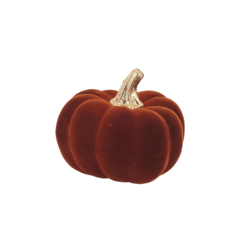 Beauty Home Κολοκύθα βελούδινη κεχριμπαρί με χρυσό Ø9 x 7 cm