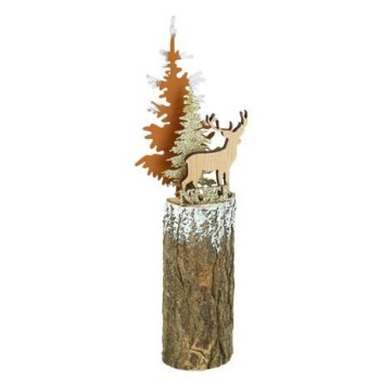 Beauty Home Χριστουγεννιάτικο διακοσμητικό σε ξύλινη βάση με χρυσό γκλίτερ 5 x 24 cm