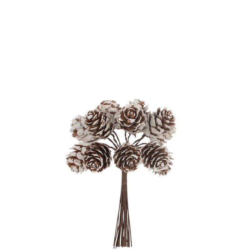 Beauty Home 12 κουκουνάρια σε κλαδί χιονισμένα 12 cm