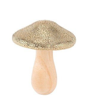 Beauty Home Μανιτάρι Ξύλινο Ανάγλυφο Χρυσό Ø9 x 10.5 cm