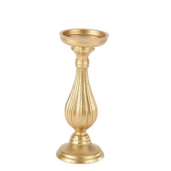 Beauty Home Κηροπήγιο μπαρόκ ματ χρυσό Ø10.5 x 28.5 cm