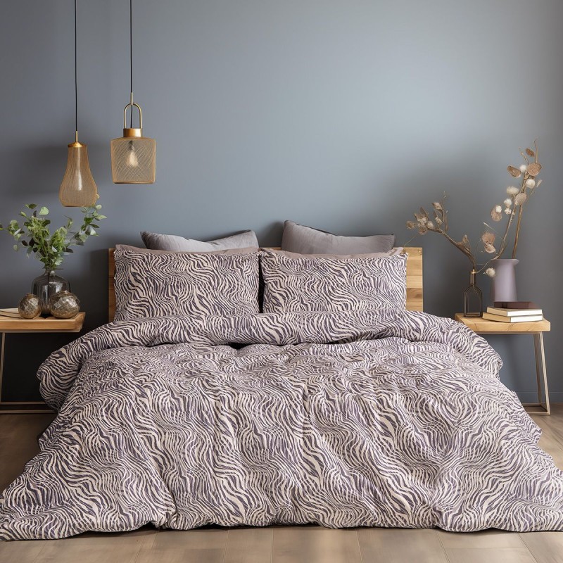 Beauty Home Σετ σεντόνια φανελένια μονά με λάστιχο Gogh Art 12334 105x200+32 Μόκα