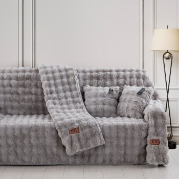 Beauty Home Γούνινο ριχτάρι Μονοθέσιο Pop Art 8721 180x160 Γκρι