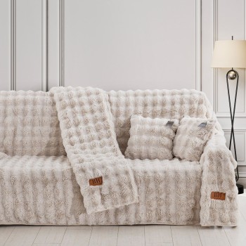 Beauty Home Γούνινο ριχτάρι Διθέσιο Pop Art 8723 180x250 Εκρού