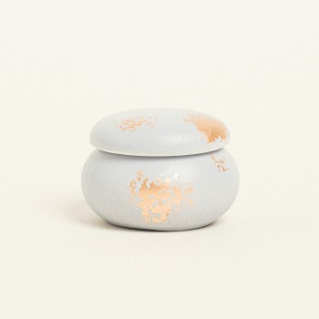 Beauty Home ΚΕΡΑΜΙΚΗ ΜΠΙΖΟΥΤΙΕΡΑ ΜΑΚΑΡΟΝ ΜΕ ΧΡΥΣΗ ΛΕΠΤΟΜΕΡΕΙΑ 6,5 x 5 cm ΓΚΡΙ / ΧΡΥΣΟ