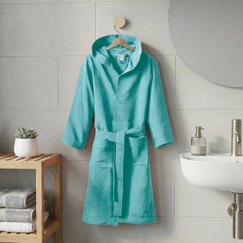 Beauty Home Μπουρνούζι εφηβικό με κουκούλα Dynamic Art 3470 Πετρόλ