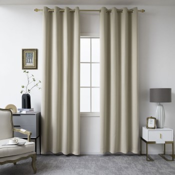 Beauty Home Κουρτίνα Blackout σκίασης με 8 κρίκους Ideal Art 8400 140x270 Άμμου