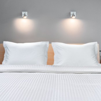 Beauty Home Σεντόνι ξενοδοχείου υπέρδιπλο Ribbon Art Ε1234 230TC Satin Stripe Percal Pennie 70%Cot-30%Pol 245x280 Λευκό