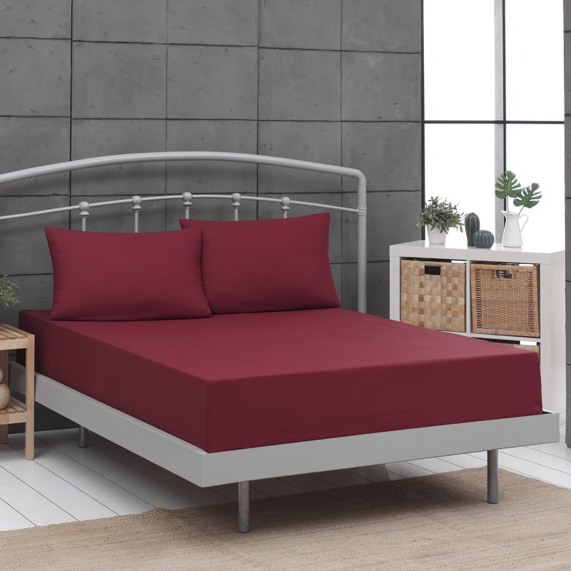 Beauty Home Σεντόνι μονό μονόχρωμο με λάστιχο Art 1999 110x200+30 Μπορντό