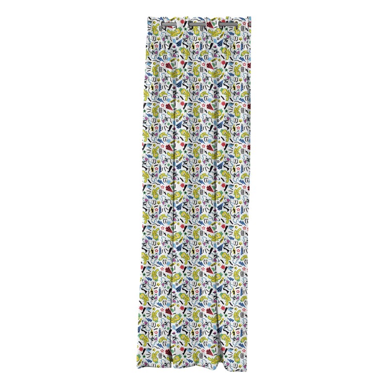 Beauty Home Κουρτίνα με 8 μεταλλικούς κρίκους Art 6190 Tweety 180x250 Εμπριμέ