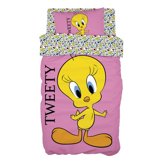 Beauty Home Σετ σεντόνια μονά Art 6190 Tweety 165x250 Ροζ Beauty Home Σετ σεντόνια μονά Art 6190 Tweety 165x250 Ροζ