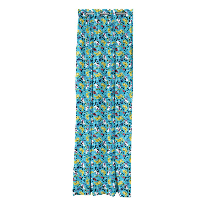 Beauty Home Κουρτίνα με 8 μεταλλικούς κρίκους Art 6191 Tweety 180x250 Εμπριμέ