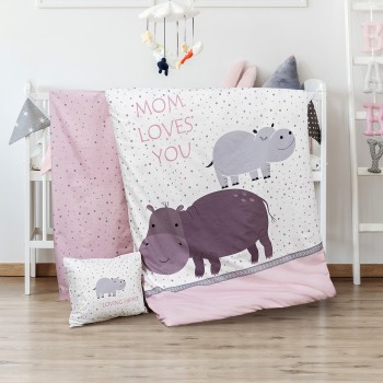Beauty Home Σετ σεντόνια βρεφικά Hippo Art 5187 120x160 Εμπριμέ