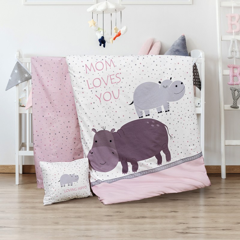 Beauty Home Σετ σεντόνια βρεφικά Hippo Art 5187 120x160 Εμπριμέ