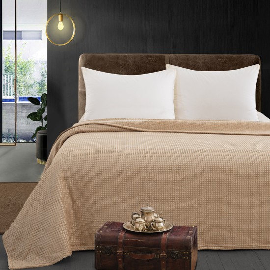 Beauty Home Κουβέρτα μονόχρωμη υπέρδιπλη Fleece Art 11550 220x240 Μπεζ