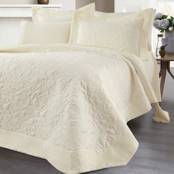 Beauty Home Σετ κουβερλί υπέρδιπλο Rose Art 12500 230x250 Εκρού