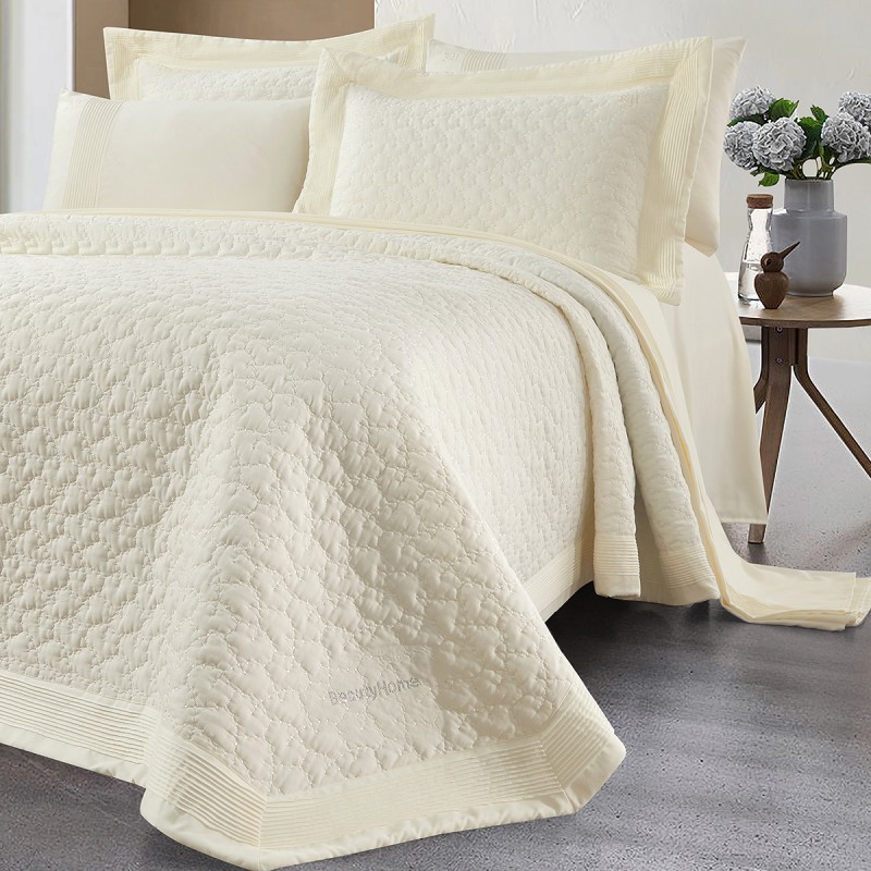 Beauty Home Σετ κουβερλί υπέρδιπλο Thalia Art 12504 230x250 Εκρού