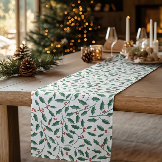 Beauty Home ΡΑΝΝΕΡ HOLLY BRANCH XMAS   32 cm x 1,5 m