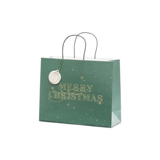 Beauty Home ΧΑΡΤΙΝΗ ΤΣΑΝΤΑ MERRY CHRISTMAS ΠΡΑΣΙΝΗ 32.5×26.5×11.5cm Beauty Home ΧΑΡΤΙΝΗ ΤΣΑΝΤΑ MERRY CHRISTMAS ΠΡΑΣΙΝΗ 32.5×26.5×11.5cm