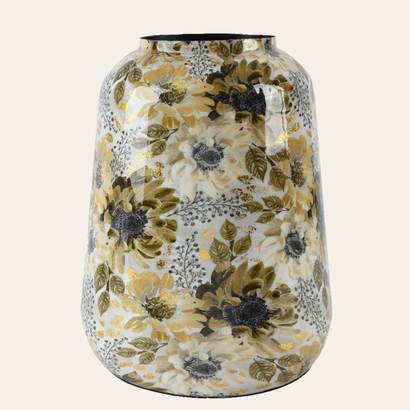 Beauty Home ΜΕΤΑΛΛΙΚΟ ΒΑΖΟ ΜΕ ΛΟΥΛΟΥΔΙΑ 26 x 26 x 32 CM