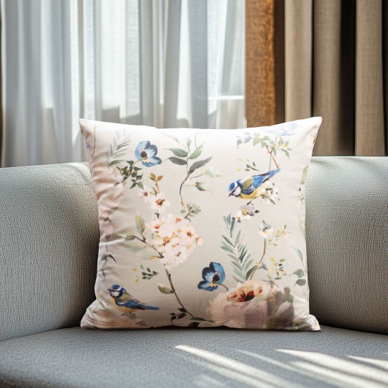 Beauty Home ΜΑΞΙΛΑΡΟΘΗΚΗ ΒΕΛΟΥΔΟ PEONY AND BIRD 45 x 45 cm Beauty Home ΜΑΞΙΛΑΡΟΘΗΚΗ ΒΕΛΟΥΔΟ PEONY AND BIRD 45 x 45 cm