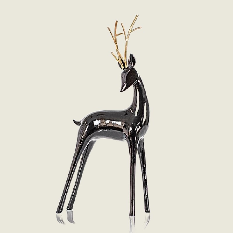 Beauty Home ΕΛΑΦΙ ΜΑΥΡΟ, ΜΕ ΧΡΥΣΑ ΚΕΡΑΤΑ, 40cm